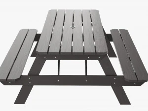Wood Picnic Table Dark 3D Model