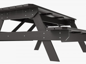Wood Picnic Table Dark Modelo 3D