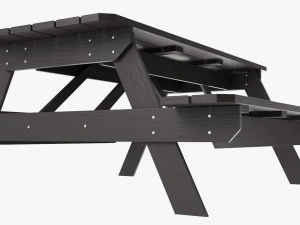 Wood Picnic Table Dark 3D Model