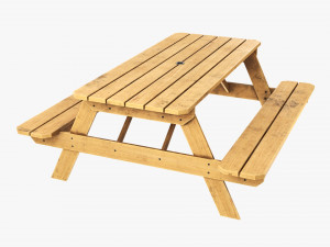 Wood Picnic Table Dirty 3D Model