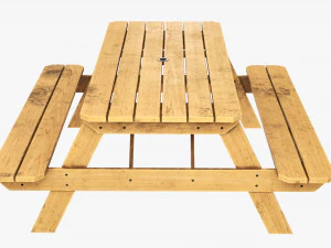Wood Picnic Table Dirty 3D Model
