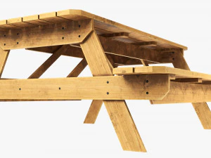 Wood Picnic Table Dirty 3D Model