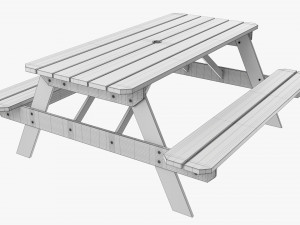 Wood Picnic Table Dirty 3D-Modell