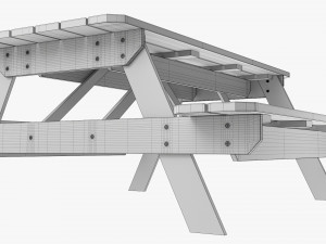 Wood Picnic Table Dirty 3D-Modell