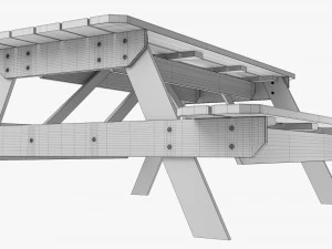 Wood Picnic Table Dirty 3D Model