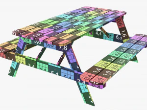 Wood Picnic Table Dirty 3D Model