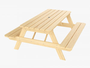 Wood Picnic Table Light 3D Model