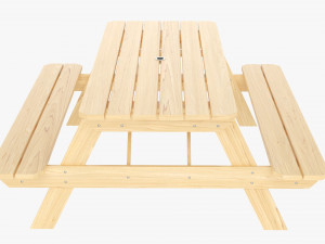 Wood Picnic Table Light 3D 模型