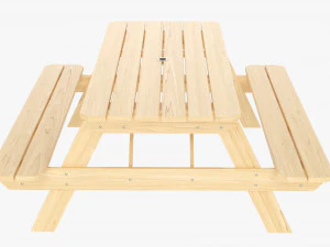 Wood Picnic Table Light 3D Model