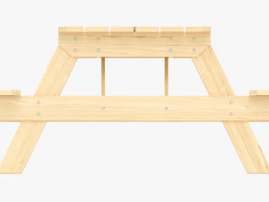 Wood Picnic Table Light 3D Model