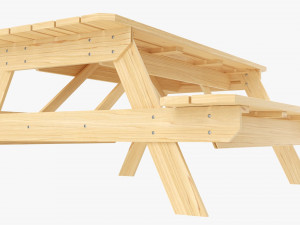 Wood Picnic Table Light 3D 模型