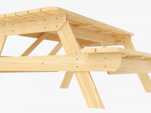 Wood Picnic Table Light 3D Model