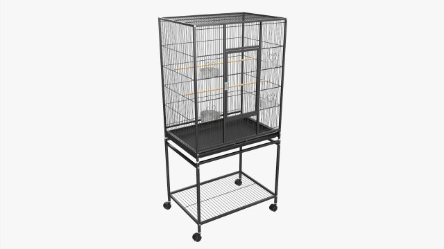 Bird Cage Large With Stand On Wheels Model 3D .c4d .max .obj .3ds .fbx .stl .blend 