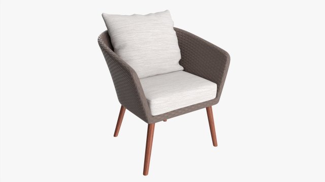 Brown Wicker Chair With Cushions 3D 모델 .c4d .max .obj .3ds .fbx .stl .blend 