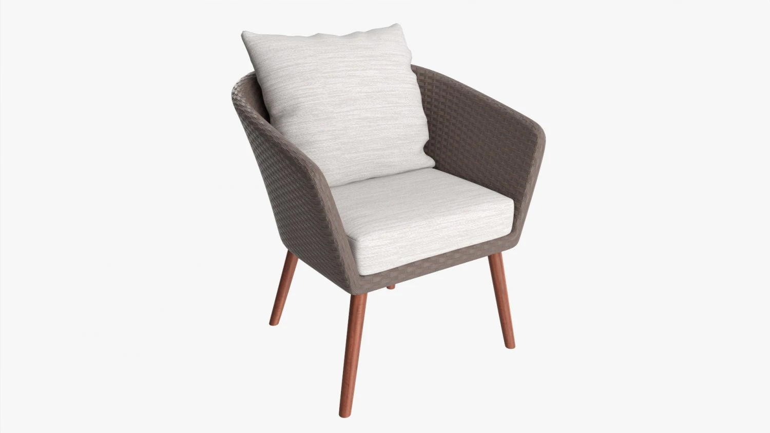 Brown Wicker Chair With Cushions 3D Model .c4d .max .obj .3ds .fbx .stl .blend 