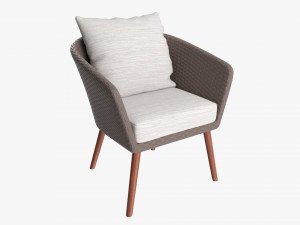 Brown Wicker Chair With Cushions Modelo 3D