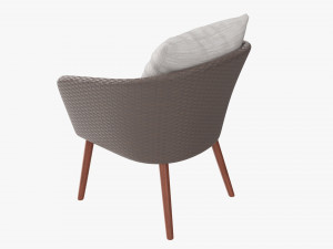 Brown Wicker Chair With Cushions 3D 모델