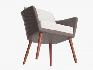 Brown Wicker Chair With Cushions 3D 모델