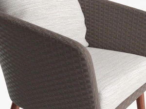 Brown Wicker Chair With Cushions 3D Model