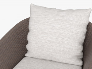 Brown Wicker Chair With Cushions 3D 모델