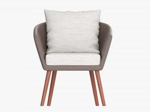 Brown Wicker Chair With Cushions 3D Model