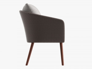 Brown Wicker Chair With Cushions 3D 모델