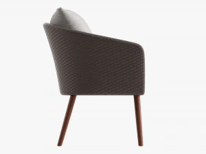 Brown Wicker Chair With Cushions 3D Model