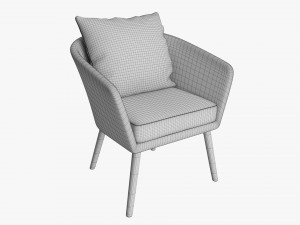 Brown Wicker Chair With Cushions 3D 모델
