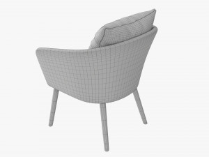Brown Wicker Chair With Cushions 3D 모델