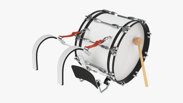 Marching Bass Drum With Carrier 18x10 3D Model .c4d .max .obj .3ds .fbx .lwo .lw .lws