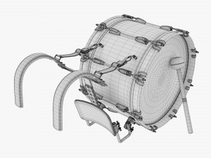 Marching Bass Drum With Carrier 18x10 3D-Modell