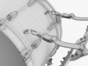 Marching Bass Drum With Carrier 18x10 3D-Modell