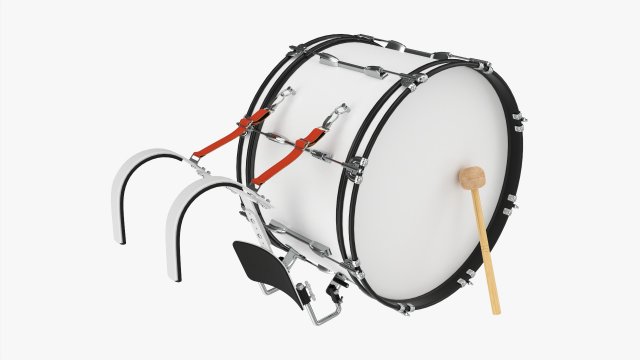 Marching Bass Drum With Carrier 24x12 3D Model .c4d .max .obj .3ds .fbx .lwo .lw .lws