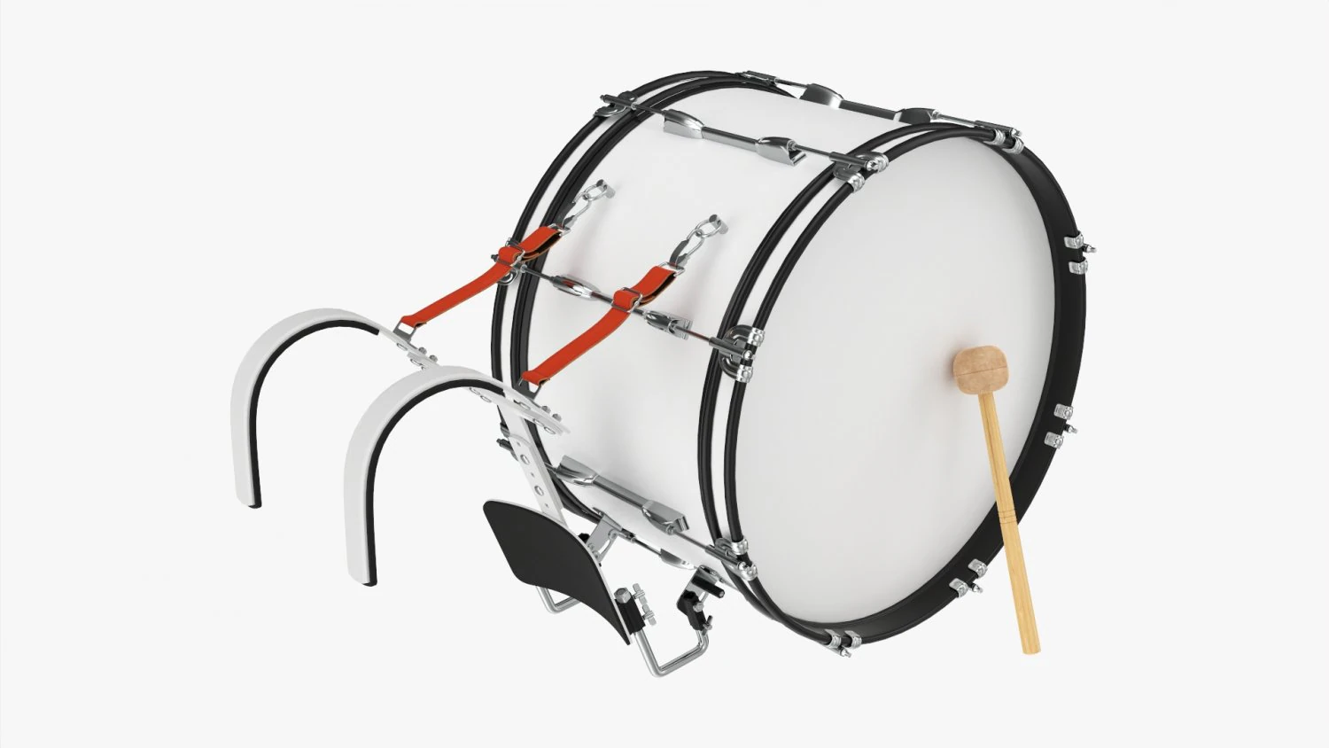 Marching Bass Drum With Carrier 24x12 3D Model .c4d .max .obj .3ds .fbx .stl .blend 