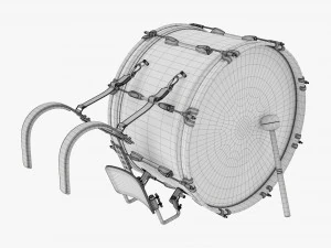 Marching Bass Drum With Carrier 24x12 3D Model