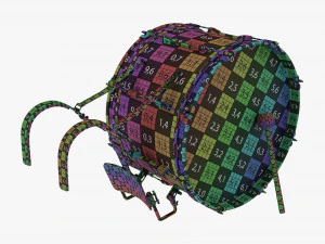 Marching Bass Drum With Carrier 24x12 3D Model