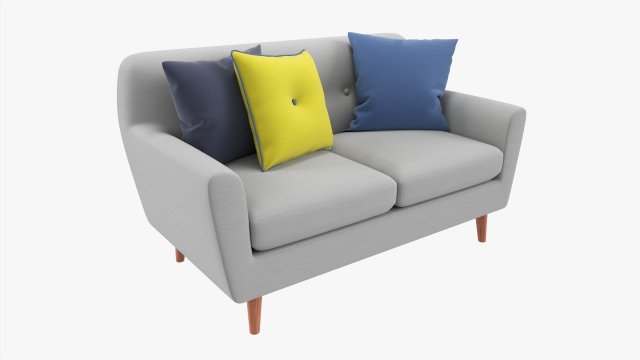 Modern 2-Seat Sofa With Pillows 02 3D Model .c4d .max .obj .3ds .fbx .stl .blend 