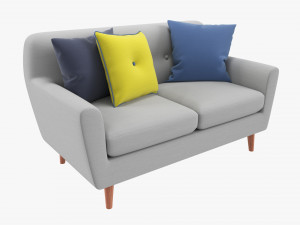 Modern 2-Seat Sofa With Pillows 02 3D Model