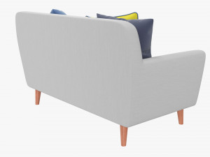 Modern 2-Seat Sofa With Pillows 02 3D Model