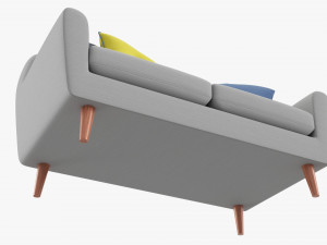 Modern 2-Seat Sofa With Pillows 02 3D Model