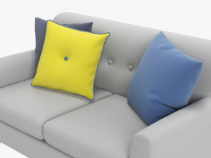 Modern 2-Seat Sofa With Pillows 02 3D Model