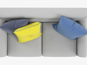 Modern 2-Seat Sofa With Pillows 02 3D Model