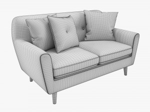 Modern 2-Seat Sofa With Pillows 02 3D Model