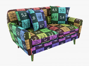 Modern 2-Seat Sofa With Pillows 02 3D Model