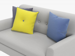 Modern 2-Seat Sofa With Pillows 03 3D Модель