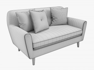Modern 2-Seat Sofa With Pillows 03 3D Модель