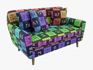 Modern 2-Seat Sofa With Pillows 03 3D Модель
