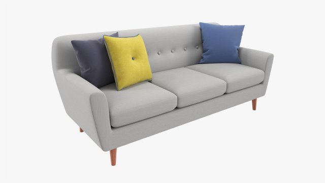 Modern 3-Seat Sofa With Pillows 02 Modelo 3D .c4d .max .obj .3ds .fbx .stl .blend