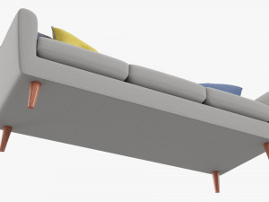Modern 3-Seat Sofa With Pillows 02 Modelo 3D