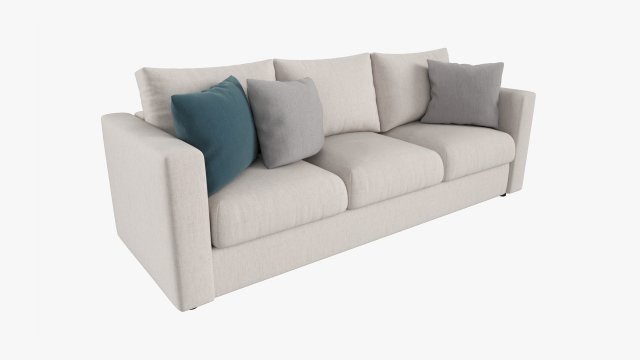 Modern Sofa 3-Seat With Pillows 01 3D Модель .c4d .max .obj .3ds .fbx .stl .blend 